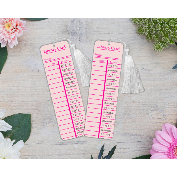 Pink Library Card Bookmark