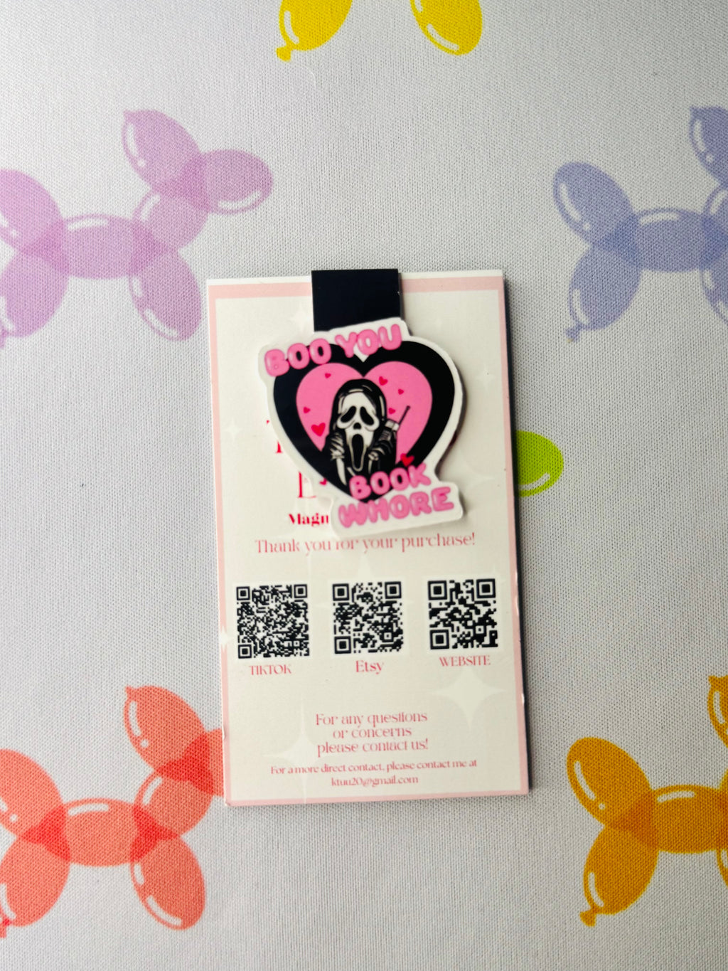 Ghosts face “Boo, You Whore” Magnetic Bookmark