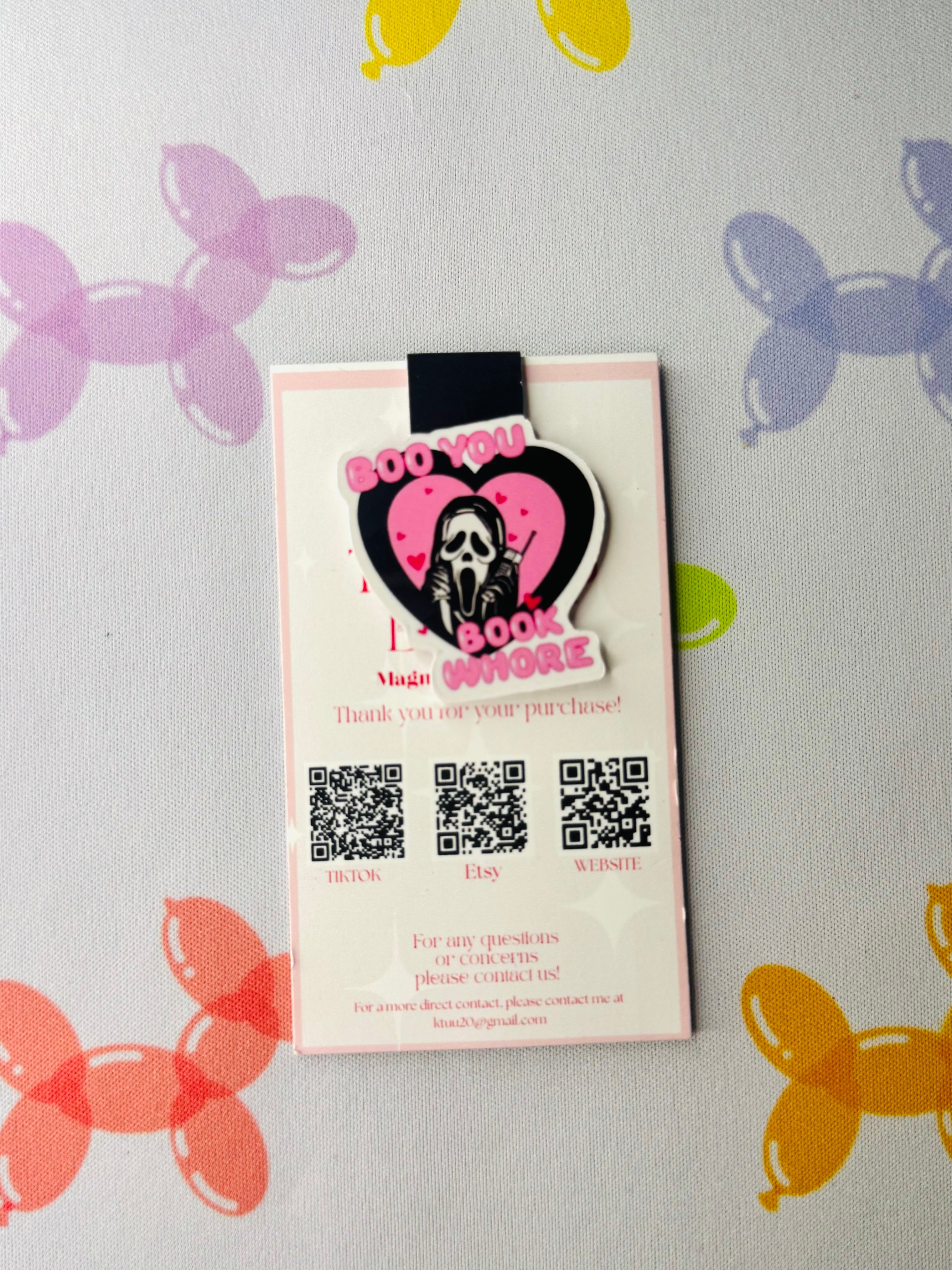 Ghosts face “Boo, You Whore” Magnetic Bookmark
