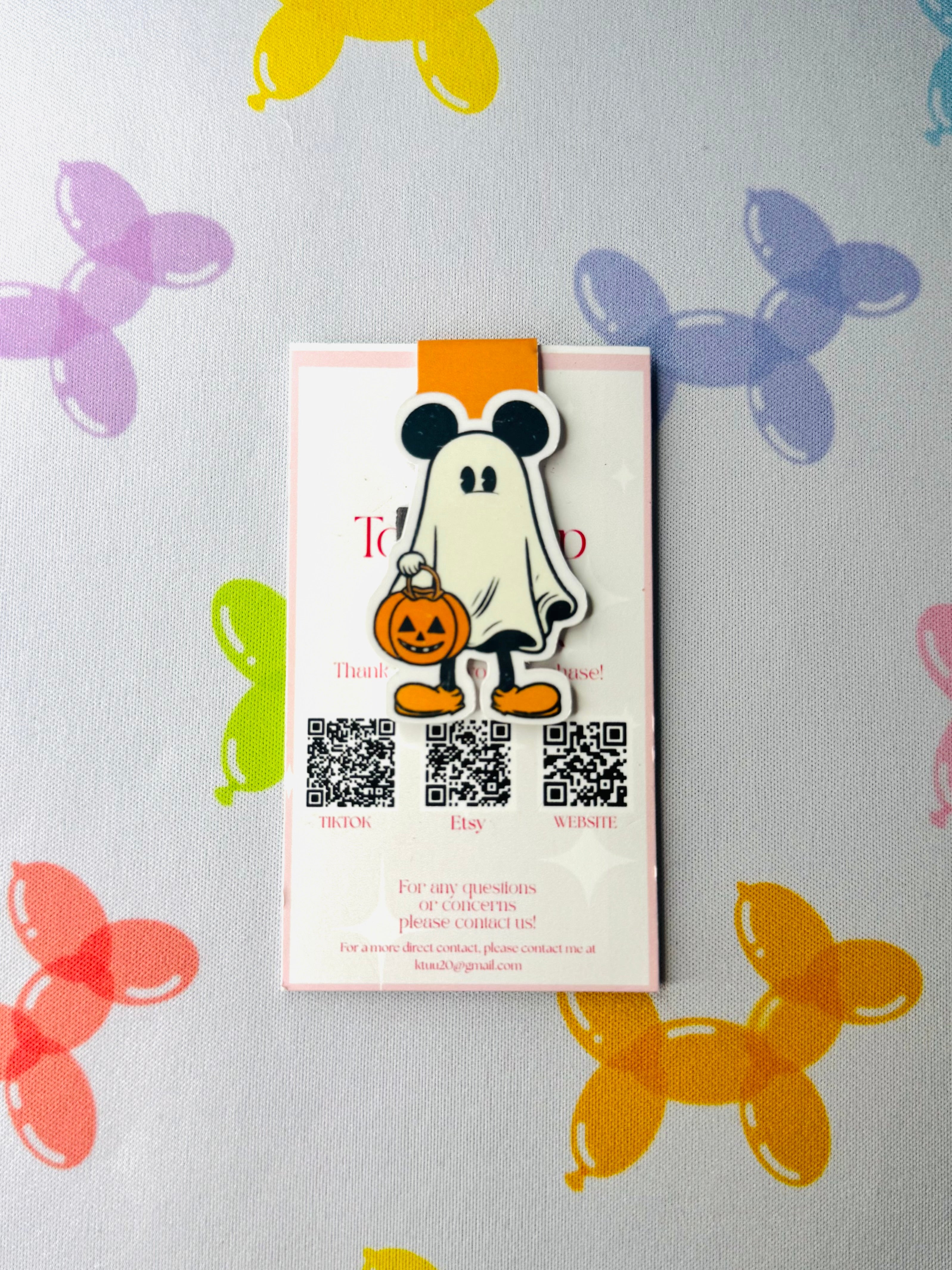 Ghost Mickey Mouse Magnetic Bookmark