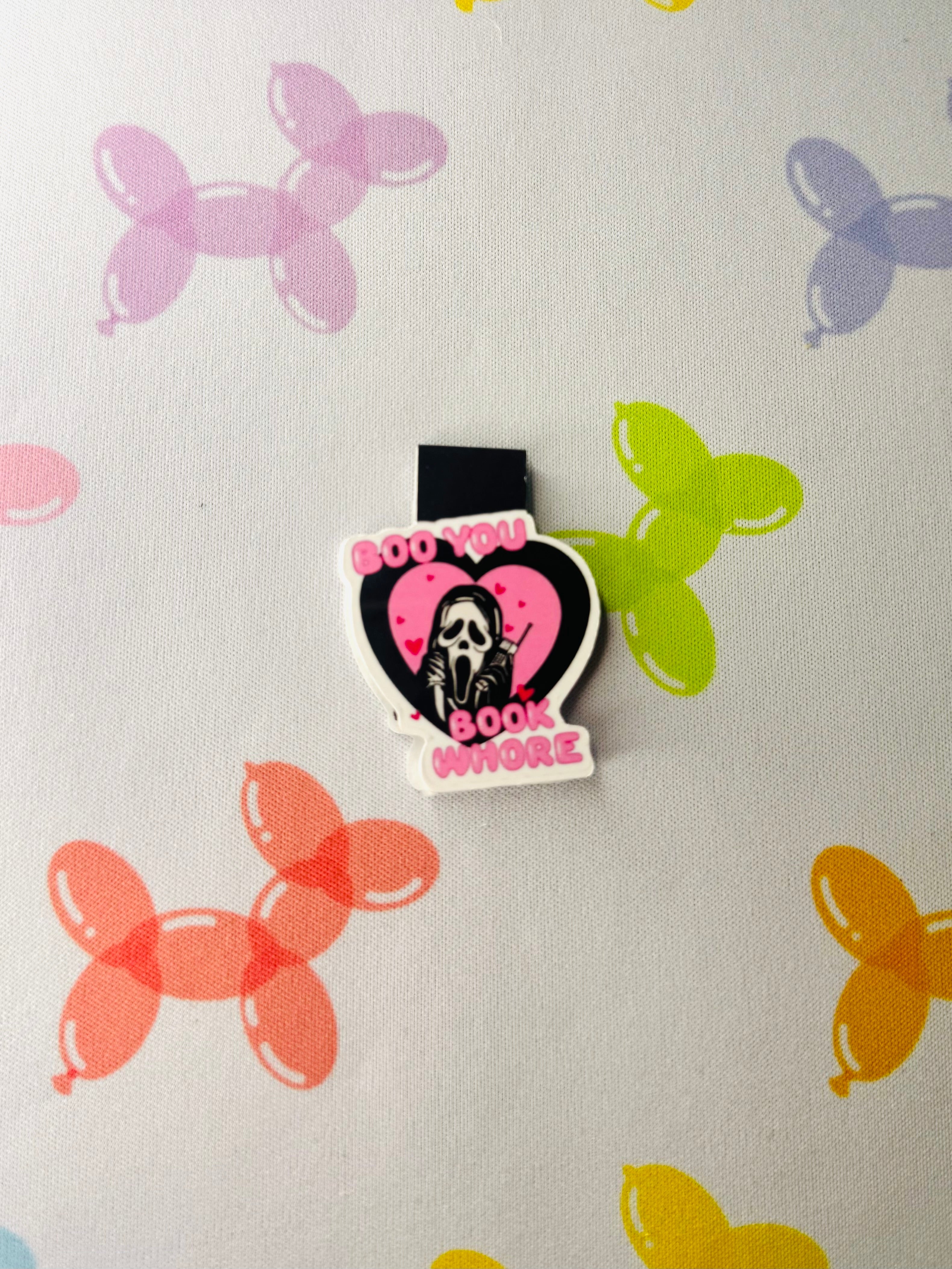 Ghosts face “Boo, You Whore” Magnetic Bookmark