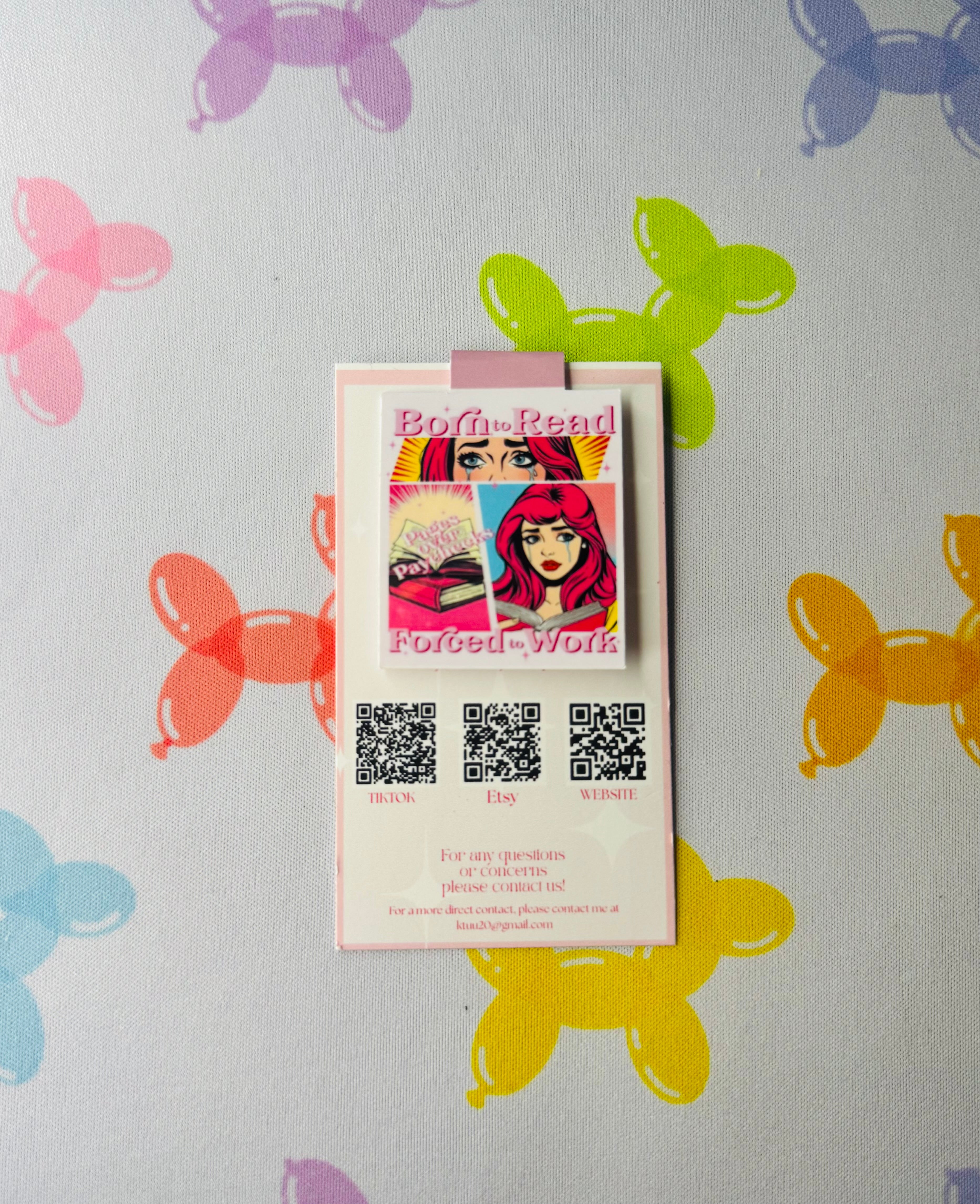 “Born to Read Forced to Work” Magnetic Bookmark